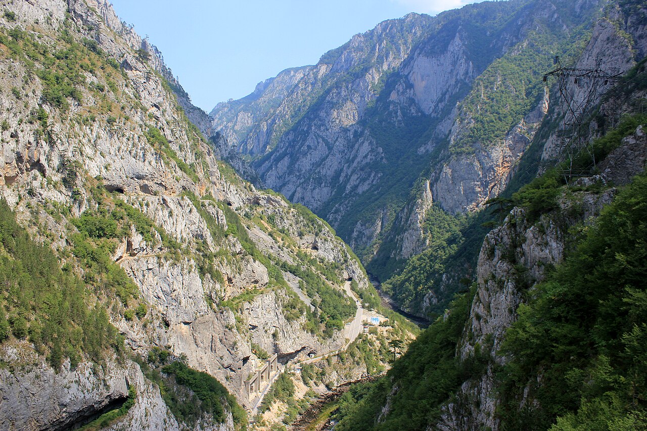 Clip In Above the Turquoise Piva Canyon in Plužine, Montenegro
