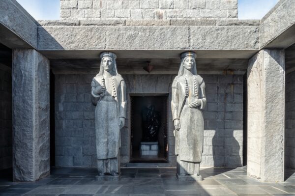 Marble Statues In Front Of Mausoleum Of Negosh, Cetinje, Montenegro