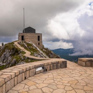 Petar Petrovic Njegos Tomb at national park Lovcen Montenegro. Sunny summer day